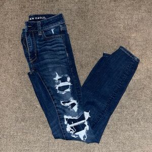 american eagle straight navy ripped jeans
